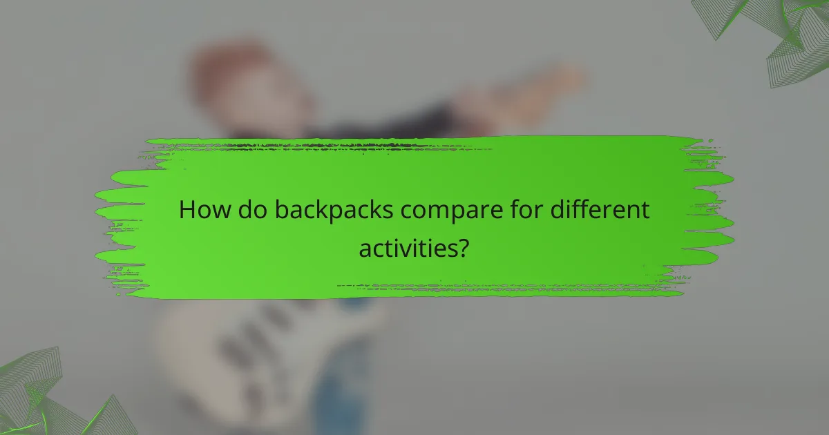 How do backpacks compare for different activities?